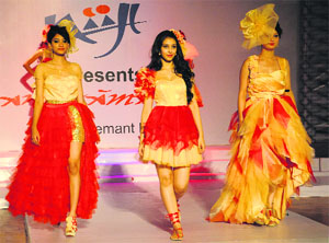 Models walk down the ramp during a fashion show organised by the Northern India Institute of Fashion Technology (NIIFT), Mohali, at Tagore Theatre in Chandigarh on Wednesday.