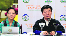 Lobsang Sangay, prime minister, Tibetan government-in-exile, addresses the media in McLeodganj on Thursday. 