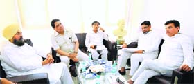 Congress leaders at a meeting at Punjab Congress Bhawan in Chandigarh on Thursday