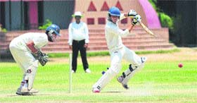 A cricket match in progress at DAV Senior Secondary School in Sector 8, Chandigarh, on Friday.