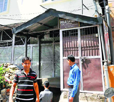 The under-construction house where two persons died in Shimla on Friday.