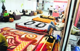 Home decor products on display during an interior-exterior expo at Welcome Palace in Ludhiana
