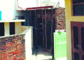 The lane encroached upon by the sarpanch at Bhago Majra village