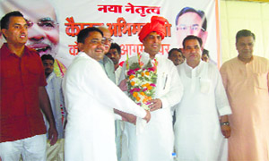 BJP leader Capt Abhimanyu at a party function in Hisar on Saturday.