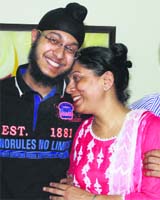 Lovedeep along with his mother in Jalandhar on Saturday.