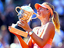 Sharapova beat Simona Halep 6-4 6-7(5) 6-4 in the final.