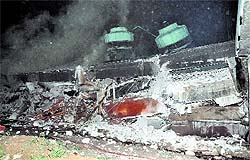 The debris of the National Institute of Electronics and Information Technology building that collapsed in Sector 17, Chandigarh, on Sunday night