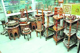 Manmade: Handicraft items on display in a showroom at Hoshiarpur