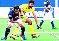Rupinder Pal Singh again failed to score from a penalty corner, against Malaysia.