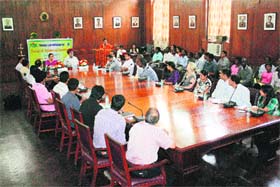 Participants in a workshop on Essential Oils, Perfumery & Aromatherapy being held at Forest Research Institute (FRI), Dehradun on Monday