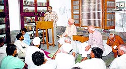 A meeting between Dalits of Bhagana village and members of the Mission Bhaichara Committee in progress at Hisar