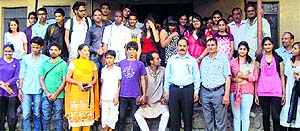 Participants of theatre workshop with KK Katoch, Vice-Chancellor, CSKHPAU, at Andretta in Palampur on Sunday