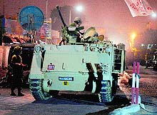Pakistani troops at the Karachi airport on Sunday night