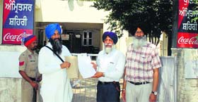 SAD (Amritsar) leaders visit the Police Commissioner's office to submit their memorandum in Amritsar on Monday.