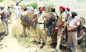 Policemen deployed at the site.