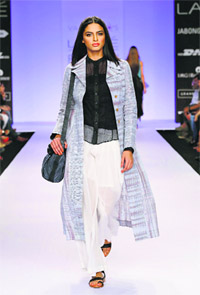 Vaishali S presented a long summer jacket at LFW