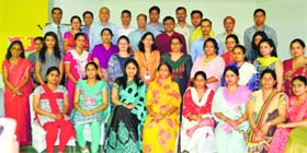 Participants in a day-long workshop organised by the British Council at Rainbow International School at Nagrota Bagwan. 