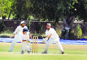 A match in progress during the Punjab State Inter-District Cricket Championship (U-25) at Punjab Agricultural University in Ludhiana.