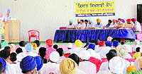Participants at a seminar on producing better quality basmati rice organised by Punjab Agricultural University, Ludhiana and Krishi Vigyan Kendra in Attari on Wednesday. 