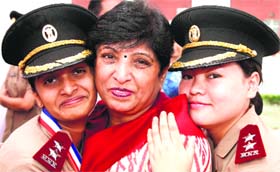 Newly commissioned nursing officers in a jubilant mood at Command Hospital, Chandimandir, on Wednesday.