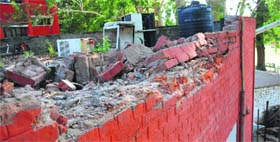 The damaged roof of the ICCW crche in Sector 20, Chandigarh.