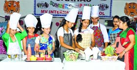 Students participate in a summer camp at MV International School in Jammu.