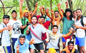 Candidates in a jubilant mood after clearing a physical test