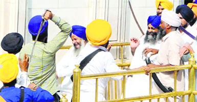 A file photo of the clash at the Golden temple.