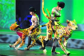 Artists perform during the opening ceremony of the FIFA Congress in Sao Paulo on Tuesday night, two days before the opening match of the World Cup