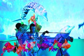 Artists perform during the opening ceremony of the FIFA Congress in Sao Paulo on Tuesday night, two days before the opening match of the World Cup