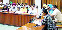 A meeting of senior officials of various government departments in progress in Bathinda on Monday