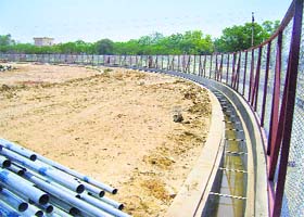 A stadium under construction in Jind