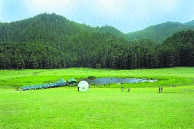 The Khajjiar lake and its glade