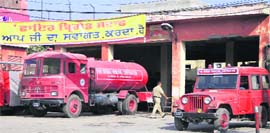 Fire Brigade vehicles parked in Jalandhar.