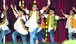 Students present a dance on the concluding day of a summer splash camp at Bhartiya Vidya Mandir School in Ludhiana