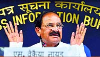 Union Minister for Parliamentary Affairs M Venkaiah Naidu addressing a press conference in New Delhi on Thursday