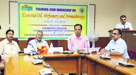 The concluding function of the five-day workshop on essential oil, perfumery and aromtherapy held at FRI on Friday.