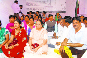 MLA Dr Rajiv Bindal during his three-day hunger strike at Bara Chownk in Nahan on Friday.