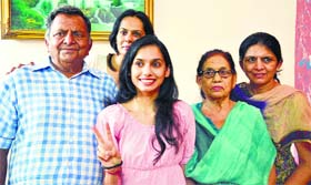 Sakshi Sawhney with her relatives at Ludhiana.