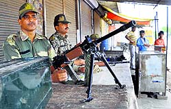 BSF jawans on their toes at Tauru village in Mewat on Saturday