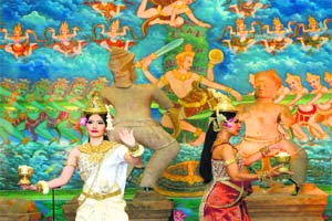 Tenth century statues are presented at a ceremony in Phnom Penh after these were welcomed home four decades after these were taken out of the country