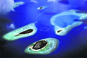 An aerial view of islands