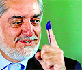 Abdullah Abdullah after casting his vote in Kabul on Saturday.
