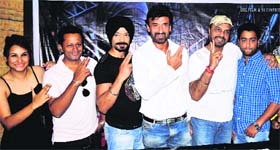 Cast and crew of "Yodha- the warrior" in Amritsar on Sunday.