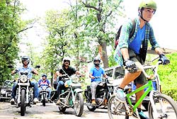 Members of the Soaring Eagles Moto Club spread awareness on safe driving and riding in Chandigarh on Sunday