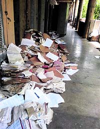 Files dumped on the second floor of the UT Estate Office in Sector 17