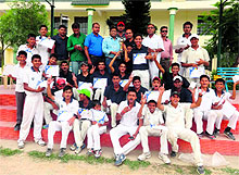 Members of the winning team in the SD Butt Memorial Cricket Tournament played at Doon Global School in Dehradun on Saturday.
