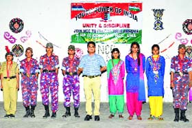 Winners during the NCC camp with Commanding Officer Lt Col Mangat Saini in Una on Saturday