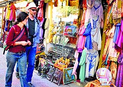Nearly 70,000 foreigners have visited the Ladakh region during the last two years. Here, foreign tourists at a market in Leh