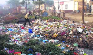 Heaps of garbage lying at Jugiana village. 